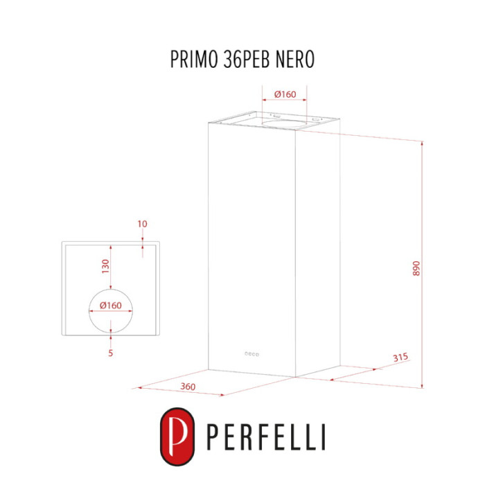 Витяжка пристінна PERFELLI PRIMO 36PEB NERO