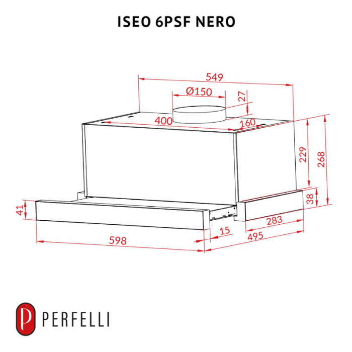 Витяжка телескопічна PERFELLI ISEO 6PSF NERO