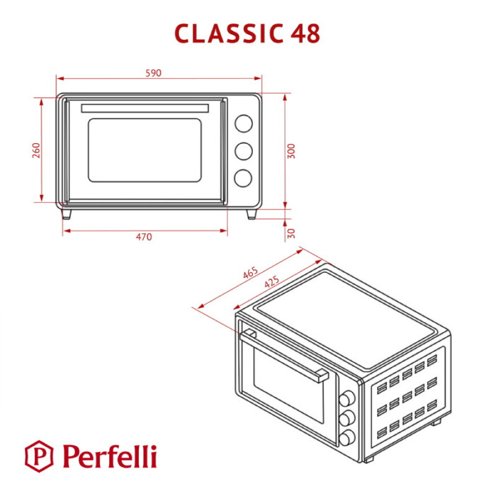 Електрична піч PERFELLI CLASSIC 48 GREY