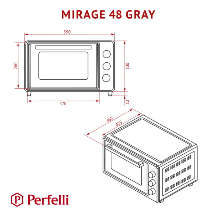 Електрична піч PERFELLI MIRAGE 48 GREY