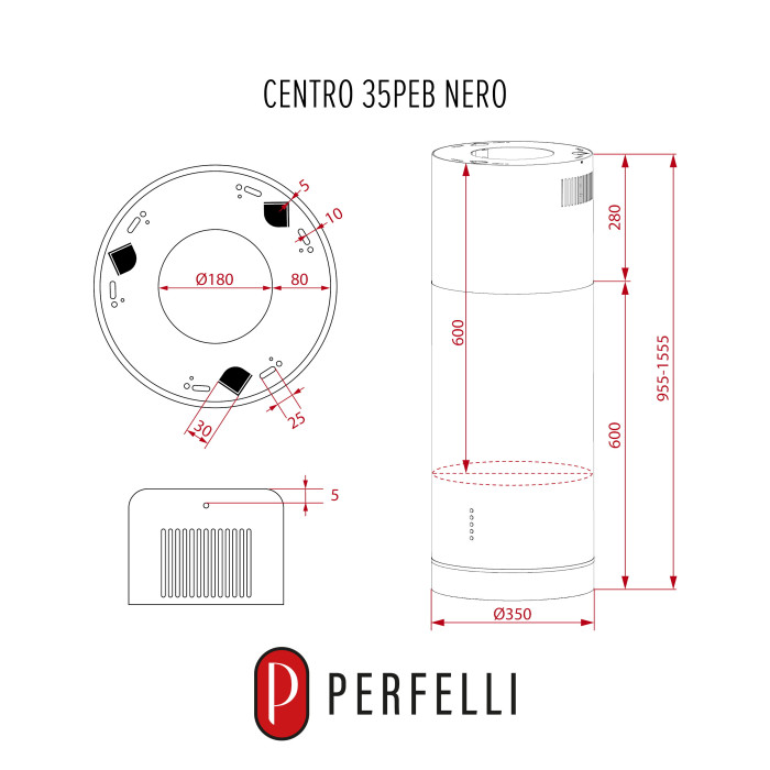 Витяжка острівна PERFELLI CENTRO 35PEB NERO