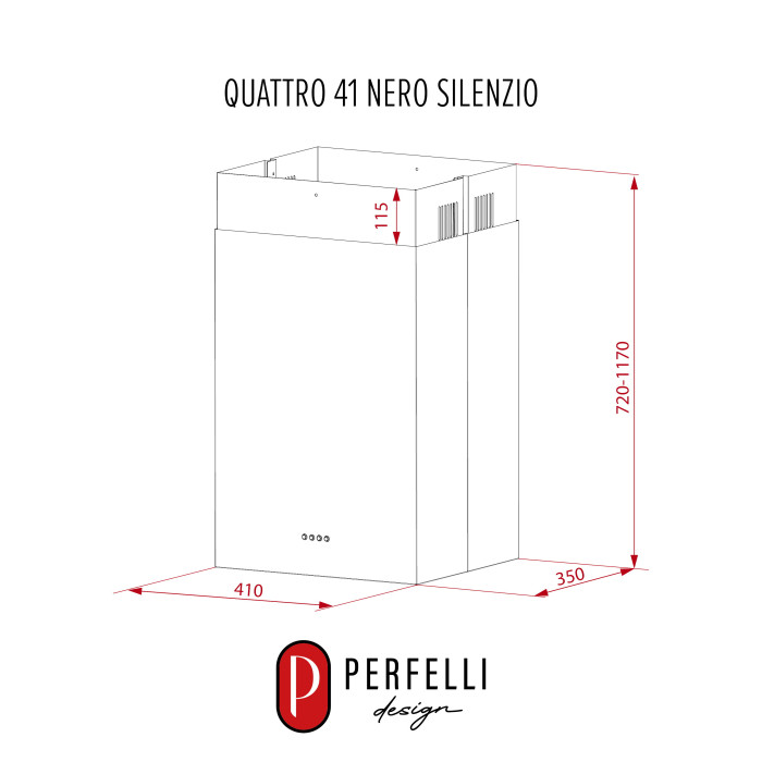 Витяжка острівна PERFELLI DESIGN QUATTRO 41 NERO SILENZIO