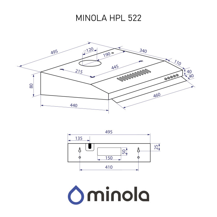 Витяжка плоска Minola HPL 522 WH