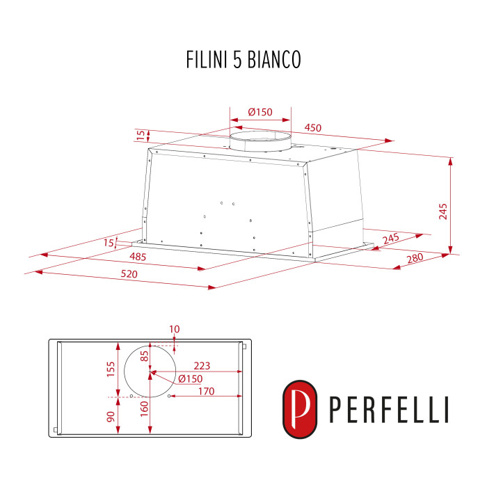 Витяжка повновбудована PERFELLI DESIGN FILINI 5 BIANCO